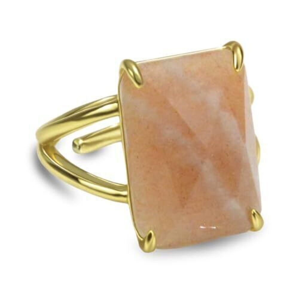 8797 Sunstone Rings Rectangle Natural Gemstone Rings Birthday Jewelry